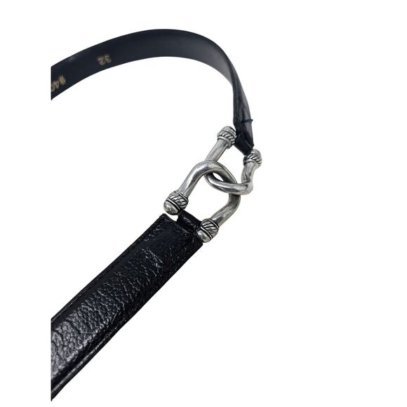 Vintage 90s Vicenza 32 Black Leather Italian Belt Silver Chain Glam Knot Goth main image 5